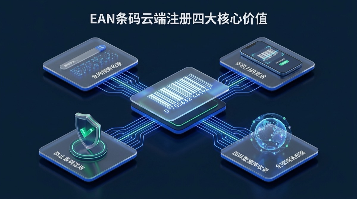 EAN条码云端注册四大核心价值架构图