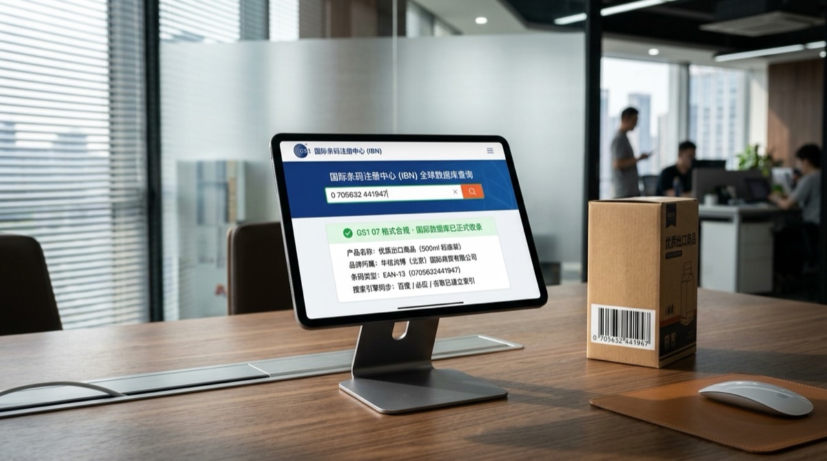 国际条码注册中心官方数据库产品信息登记与查询示例（GS1 07格式合规）
